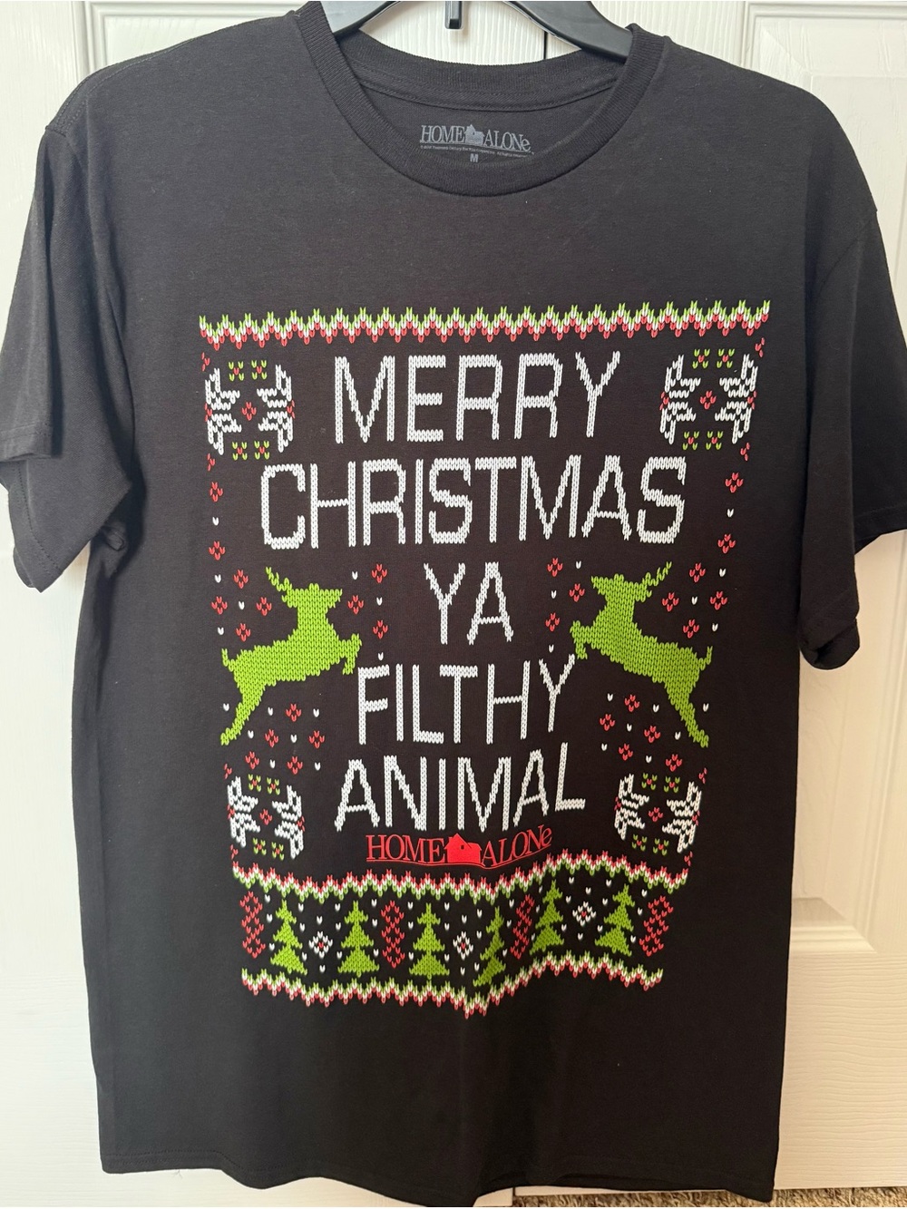 Home Alone "Merry Christmas Ya Filthy Animal" Black Short Sleeve Tee Ugly